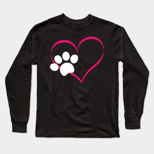 Cute Dog And Cat product With I Love Dogs Paw Print And Heart Long Sleeve T-Shirt